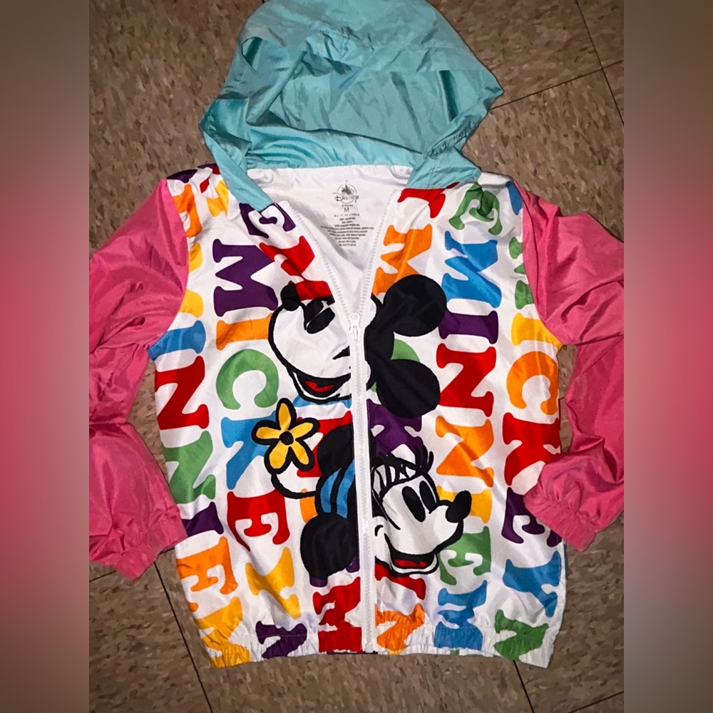 Disney Multicolor Minnie & Mickey Zip-Up Hoodie with Pink Sleeves